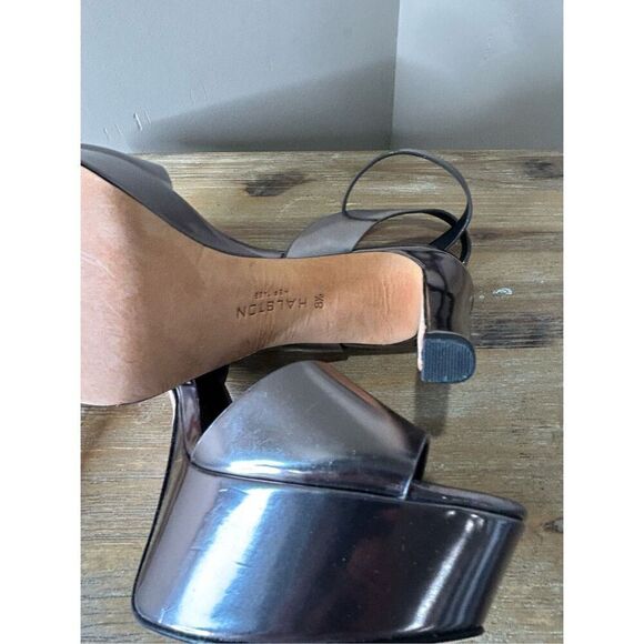 HALSTON HERITAGE LEATHER PLATFORM SANDALS - Picture 8 of 8